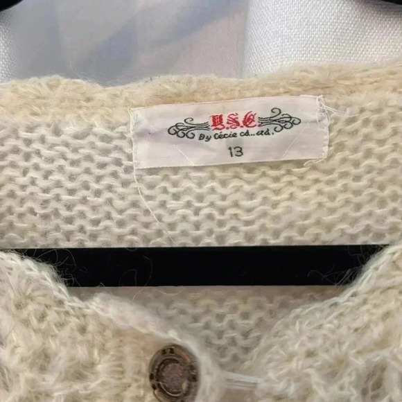 Handmade Vintage Floral Knit Cardigan – Size 13 – One-of-a-Kind! - Picture 5 of 9